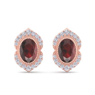 Garnet Earrings: 2 1/2 Carat Garnet and Diamond Earrings