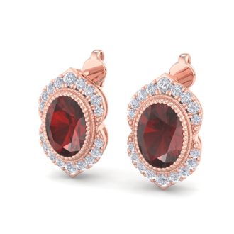 Garnet Earrings: 2 1/2 Carat Garnet and Diamond Earrings