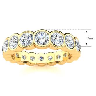 1 3/4 Carat Round Diamond Bezel Set Eternity Ring In 14 Karat Yellow Gold, Ring Size 4.5