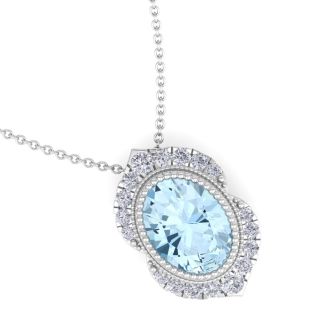Aquamarine Necklace: 1 1/5 Carat Aquamarine and Diamond Necklace