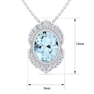 Aquamarine Necklace: 1 1/5 Carat Aquamarine and Diamond Necklace