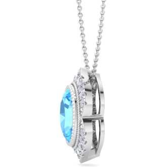 Blue Topaz Necklace: 1 3/4 Carat Blue Topaz and Diamond Necklace