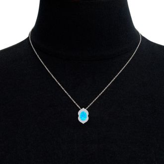 Blue Topaz Necklace: 1 3/4 Carat Blue Topaz and Diamond Necklace