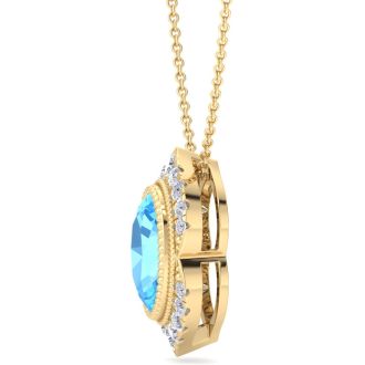 Blue Topaz Necklace: 1 3/4 Carat Blue Topaz and Diamond Necklace