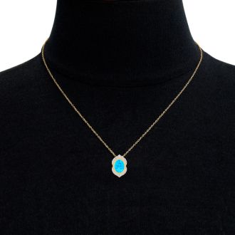 Blue Topaz Necklace: 1 3/4 Carat Blue Topaz and Diamond Necklace