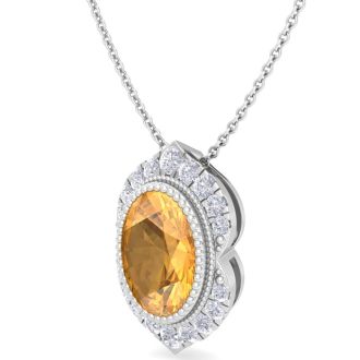 Citrine Necklace: 1 1/5 Carat Citrine and Diamond Necklace