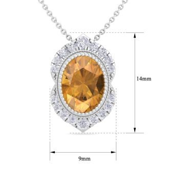 Citrine Necklace: 1 1/5 Carat Citrine and Diamond Necklace
