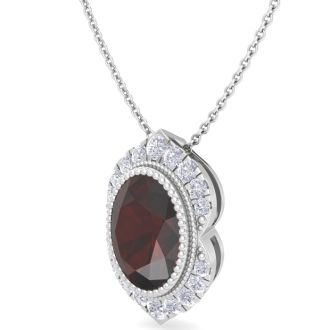 Garnet Necklace: 1 3/4 Carat Garnet and Diamond Necklace