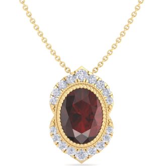 Garnet Necklace: 1 3/4 Carat Garnet and Diamond Necklace