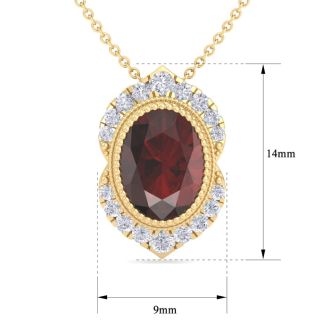 Garnet Necklace: 1 3/4 Carat Garnet and Diamond Necklace