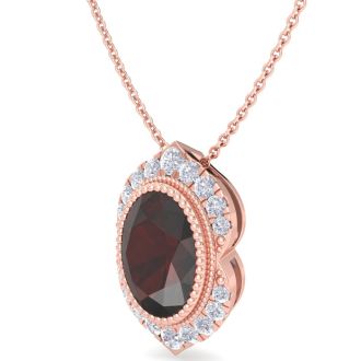 Garnet Necklace: 1 3/4 Carat Garnet and Diamond Necklace