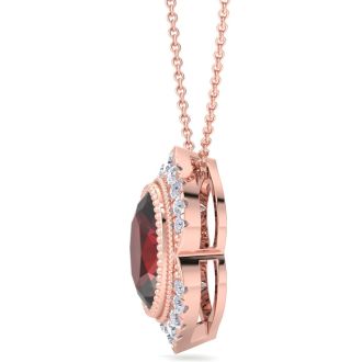 Garnet Necklace: 1 3/4 Carat Garnet and Diamond Necklace