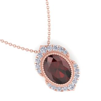Garnet Necklace: 1 3/4 Carat Garnet and Diamond Necklace