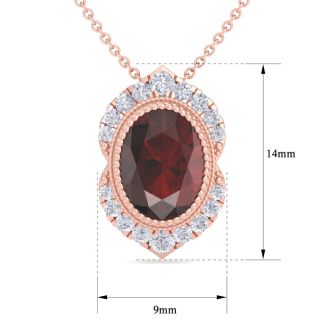 Garnet Necklace: 1 3/4 Carat Garnet and Diamond Necklace