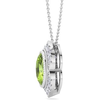 Peridot Necklace: 1 3/4 Carat Peridot and Diamond Necklace