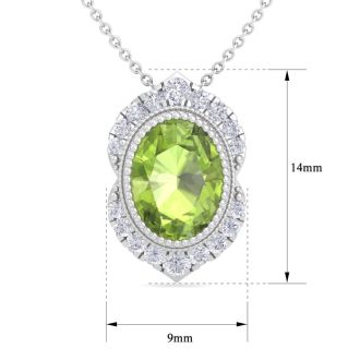 Peridot Necklace: 1 3/4 Carat Peridot and Diamond Necklace
