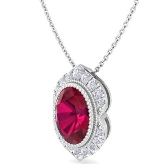 Ruby Necklace: 1 3/4 Carat Ruby and Diamond Necklace