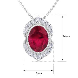 Ruby Necklace: 1 3/4 Carat Ruby and Diamond Necklace