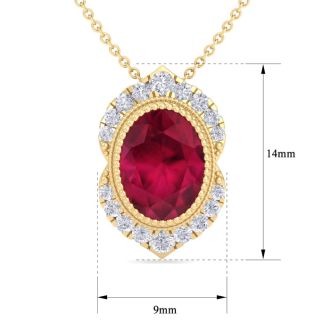 Ruby Necklace: 1 3/4 Carat Ruby and Diamond Necklace