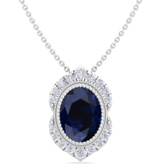 Sapphire Necklace: 1 3/4 Carat Sapphire and Diamond Necklace