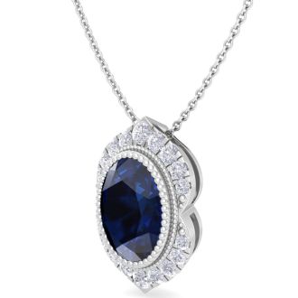 Sapphire Necklace: 1 3/4 Carat Sapphire and Diamond Necklace