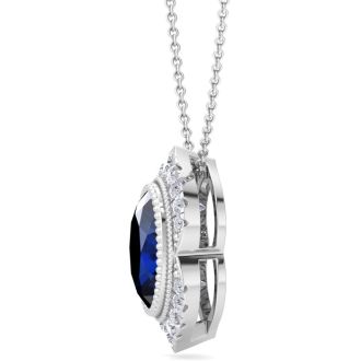 Sapphire Necklace: 1 3/4 Carat Sapphire and Diamond Necklace