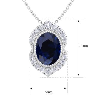 Sapphire Necklace: 1 3/4 Carat Sapphire and Diamond Necklace