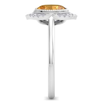 Citrine Ring: 1 1/5 Carat Citrine and Diamond Ring