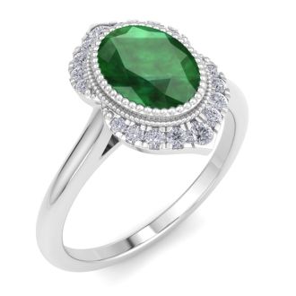 Emerald Ring: 1 1/5 Carat Emerald and Diamond Ring