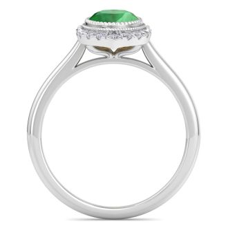 Emerald Ring: 1 1/5 Carat Emerald and Diamond Ring