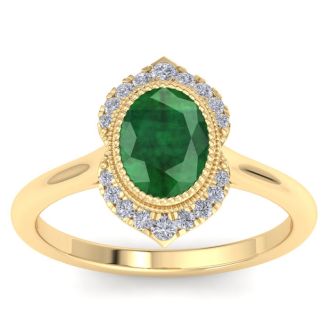 Emerald Ring: 1 1/5 Carat Emerald and Diamond Ring