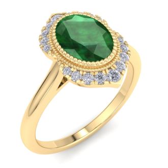 Emerald Ring: 1 1/5 Carat Emerald and Diamond Ring