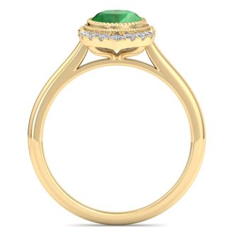 Emerald Ring: 1 1/5 Carat Emerald and Diamond Ring