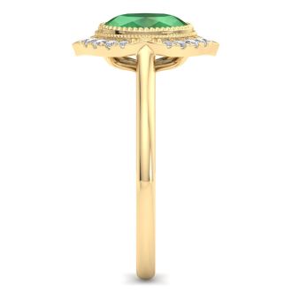 Emerald Ring: 1 1/5 Carat Emerald and Diamond Ring