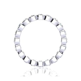 2 1/4 Carat Round Diamond Bezel Set Eternity Ring In 14 Karat White Gold, Ring Size 4