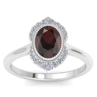 Garnet Ring: 2 Carat Garnet and Diamond Ring
