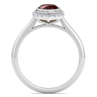 Garnet Ring: 2 Carat Garnet and Diamond Ring
