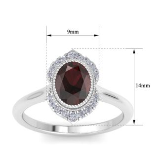 Garnet Ring: 2 Carat Garnet and Diamond Ring