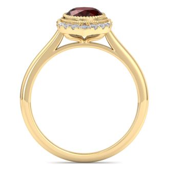 Garnet Ring: 2 Carat Garnet and Diamond Ring