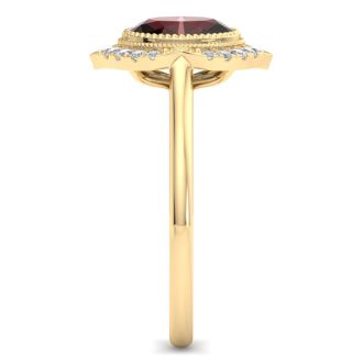 Garnet Ring: 2 Carat Garnet and Diamond Ring