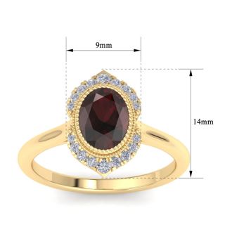 Garnet Ring: 2 Carat Garnet and Diamond Ring