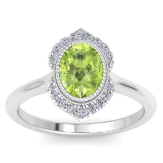 Peridot Ring: 1 3/4 Carat Peridot and Diamond Ring