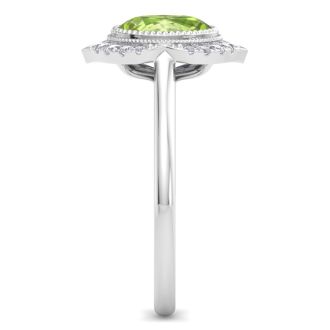 Peridot Ring: 1 3/4 Carat Peridot and Diamond Ring