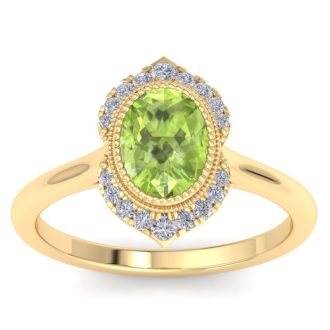 Peridot Ring: 1 3/4 Carat Peridot and Diamond Ring