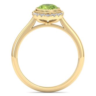 Peridot Ring: 1 3/4 Carat Peridot and Diamond Ring