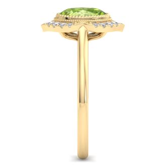 Peridot Ring: 1 3/4 Carat Peridot and Diamond Ring