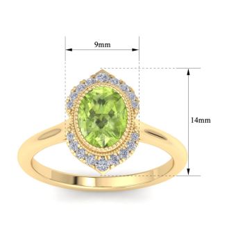 Peridot Ring: 1 3/4 Carat Peridot and Diamond Ring