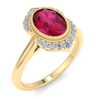 Ruby Ring: 1 3/4 Carat Ruby and Diamond Ring