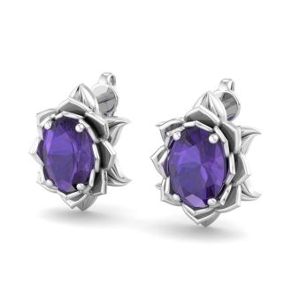 Amethyst Earrings: 1 1/2 Carat Amethyst Earrings