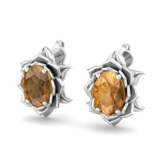 Citrine Earrings: 1 1/2 Carat Citrine Earrings